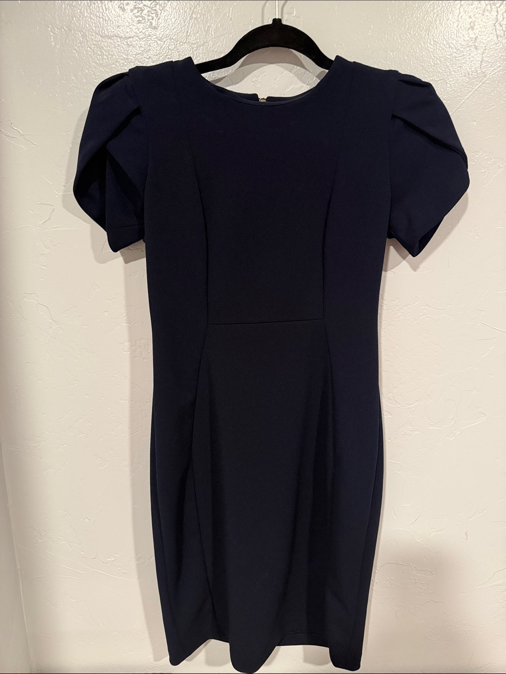 Calvin Klein Navy Puff-Sleeve Sheath Dress